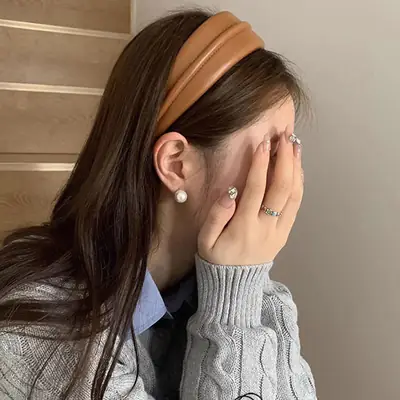 South Korea Little Sister's Pu Headband for Women