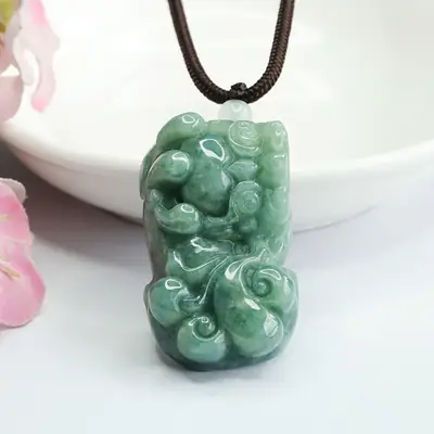 Guan Yu Jade Pendant Full Color Overlord Pixiu Necklace