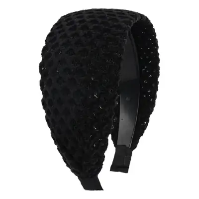 Black Faux Fur Wide Brim Headband with Hairpin