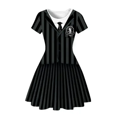 3D Printed Princess Dress Black White Skirted A-Line