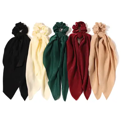 Satin Hair Ring with Long Strap for Women Girls