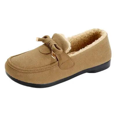Women's Cotton Shoes 2025 Autumn and Winter Loafers with Plush Lining, Warm Casual Shoes, Flat Slip-On Shoes, Trendy Women's Footwear