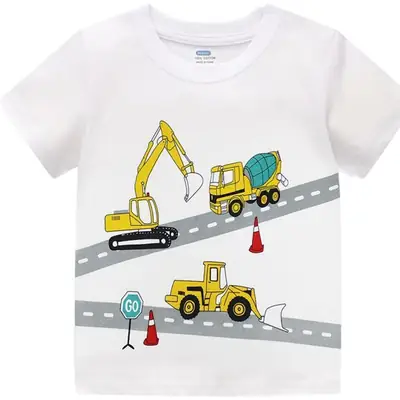 Boy Pure Cotton Construction T-Shirt Summer 2025