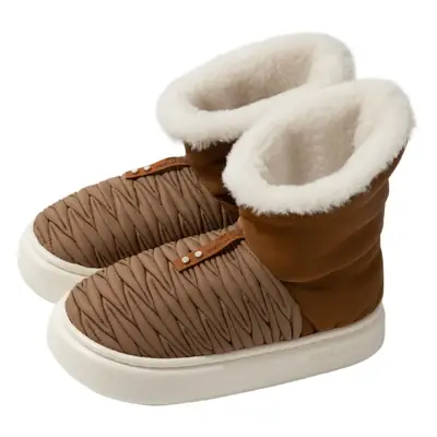 Women's Furry Fleece Snow Boots White High-Top Winter