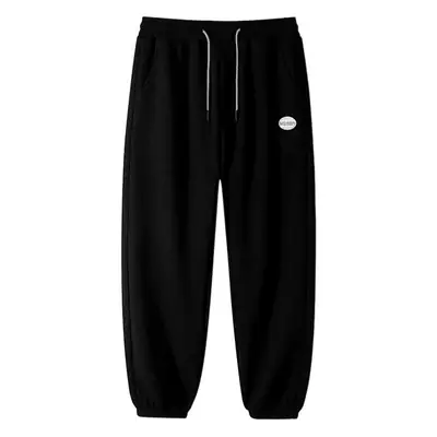 Men Winter Fleece Sweatpants Black Ankle Tied Plus Size