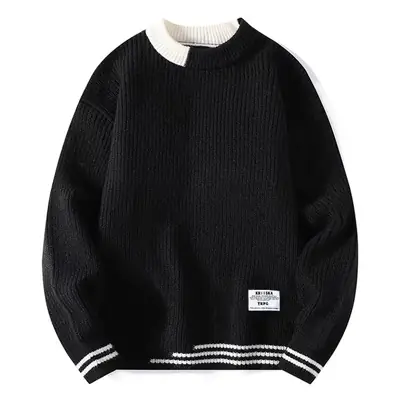 Grey Knitted Sweatshirt New Autumn Winter Loose Fit