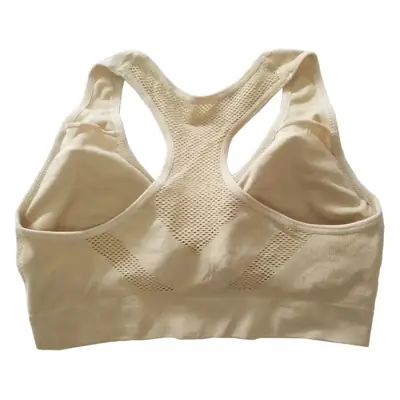 Beige Cut Out Mesh Sports Bra No Rims