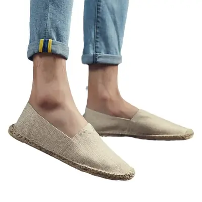 Casual Espadrille Shoes, Handmade, Fashionable and Versatile Straw Shoes, Linen Cloth Shoes, Sweat-Absorbent and Breathable Slip-On Slip-Ons, Cloth Shoes