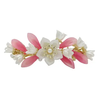 White Flower Pearl Spring Hair Clip for Women