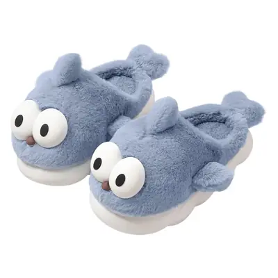 Blue Plush Winter Slippers for Women Men