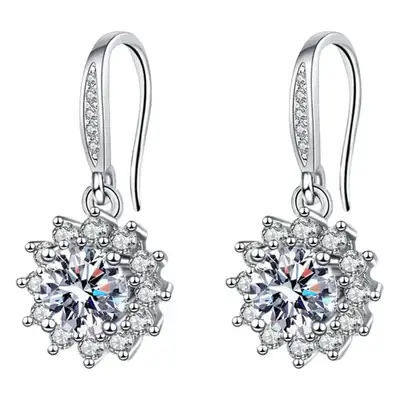 Sunflower Diamond Earrings Platinum Plated Women