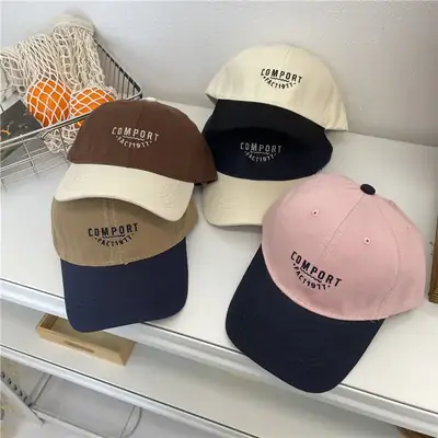 Women Cotton Peaked Cap Comfort Text Pink Black