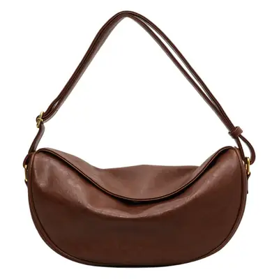 Women's Curved Leather Shoulder Bag Tan Autumn Winter 2023