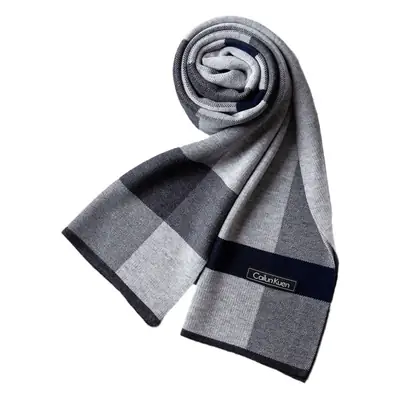 2024 Men's Wool Knitted Scarf Grey Black Korean Style