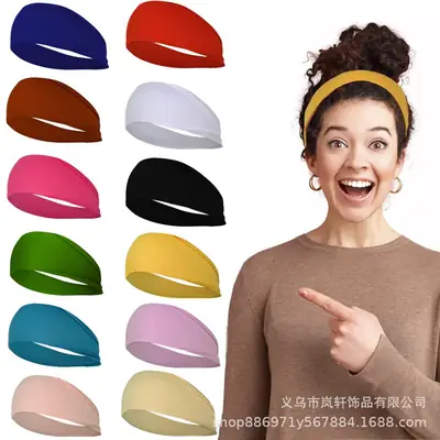 Green Polyester Sports Headband for Men Women Fitness Running