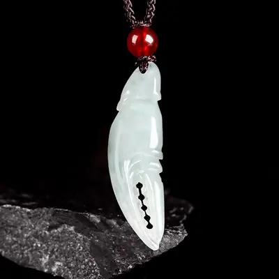 Natural Burmese Jade Crab Pendant for Men Women