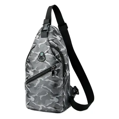 Men's Black Motorcycle Style Chest Bag with Adjustable Strap