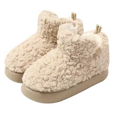 Women Winter Plush Heel Slippers Black Warm