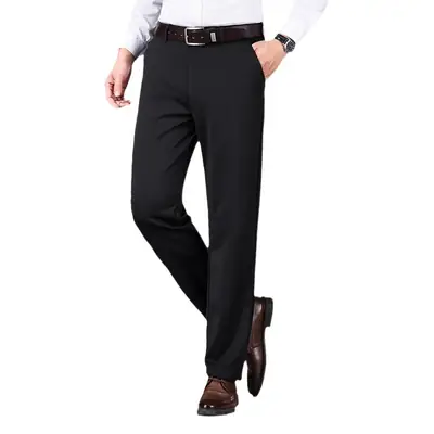 Men Black Straight-Tapered Casual Pants Plus Size