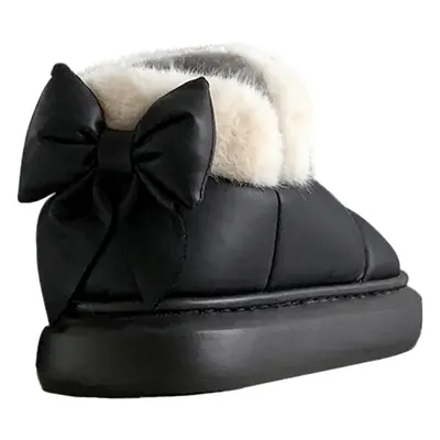 Women Winter Bow Fleece Slippers Tan 2023