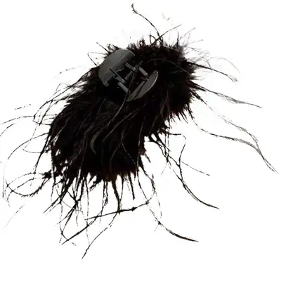 Ostrich Fur Hair Clip for Women Large Shark Style Hairpin
