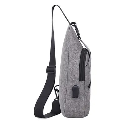 Men's Grey Canvas Crossbody Bag with Adjustable Strap