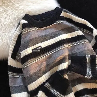 New Autumn Sweater Striped Long Sleeve Loose Fit