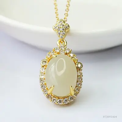 Guan Yu Hetian Jade Pendant Necklace for Women
