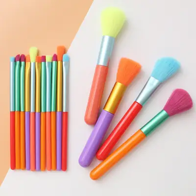 Rainbow Makeup Brush Set 15-Piece Beginner Eye Shadow Blush Set