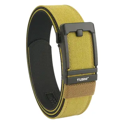 Tactical Automatic Buckle Belt for Men, Tan & Black Nylon, 3.8" Thick
