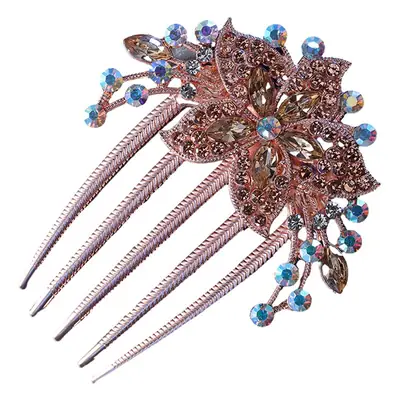 Korean Rhinestone Hair Comb with Crystal Flower Design