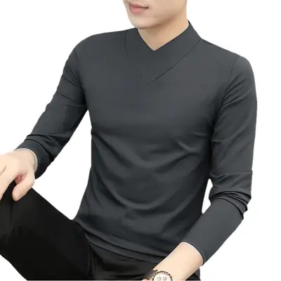 Men's Blue Fleece V-Neck T-Shirt Unstitched