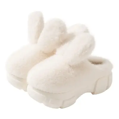 Nanbowan Big Ear Rabbit cotton slippers women's winter thick bottom non-slip indoor home cute furry slippers closed toe warm