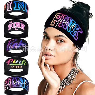 PINK Rainbow Sports Headband with Butterfly Design