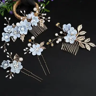 European & American Bridal Hair Combs with Floral Design