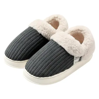 Women Winter Plush Cotton Slippers Dark Gray