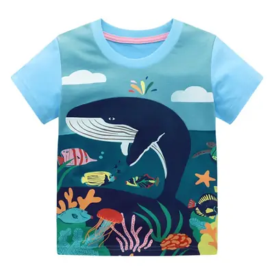 Kids Dino Print T-Shirt Gray Short Sleeve Summer 2025