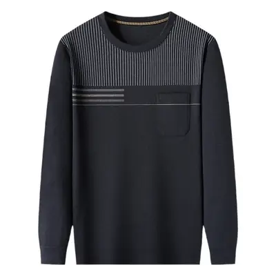 Dad's Black Long Sleeve Round Neck T-Shirt Middle-Aged