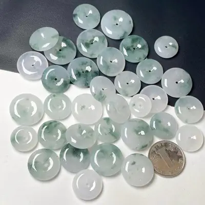 Green Jade Floating Flower Buckle Pendants