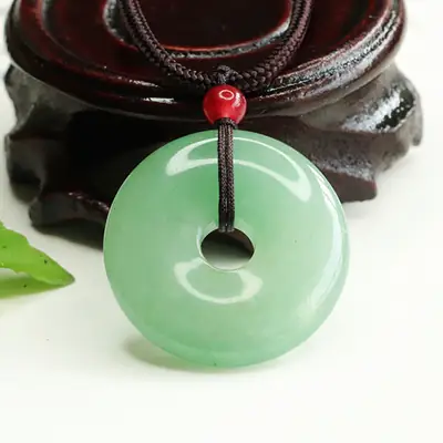 Green Jade Ping An Buckle Pendant Necklace