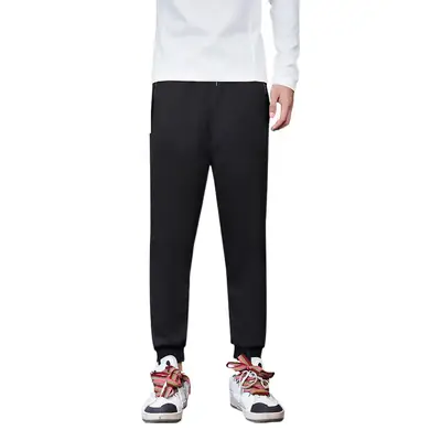 Men's Black Fleece Lined Casual Trousers Winter Warm
