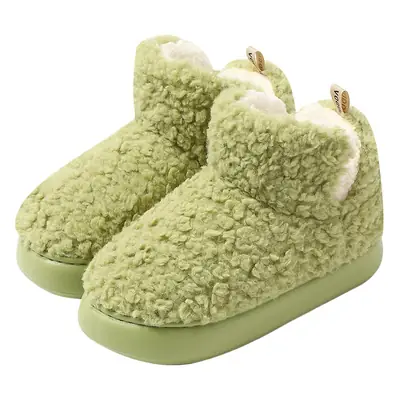 Women Winter Plush Heel Slippers Cream