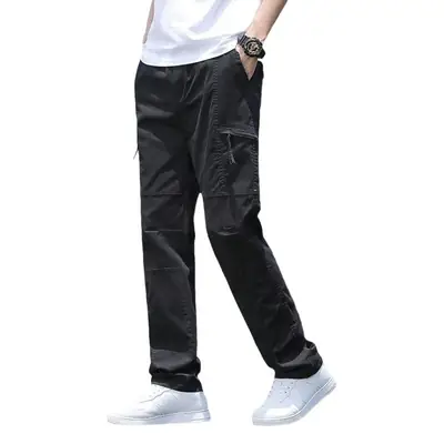 Men's Grey Fat Plus Size Loose Casual Pants