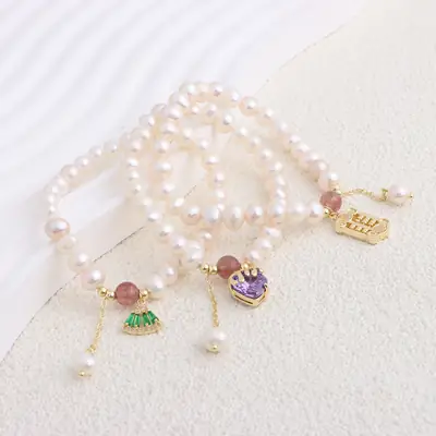 Natural Freshwater Pearl Bracelet Love Heart Design