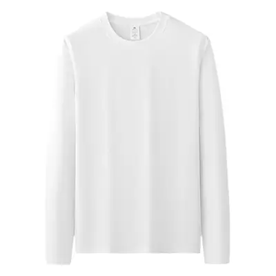 Men White Long Sleeve Cotton T-Shirt 210g