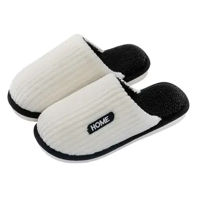 Women Winter Cotton Fluffy Slippers White Black Warm Indoor