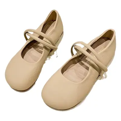 White Mary Jane Slip-On Round Toe Flat Shoes