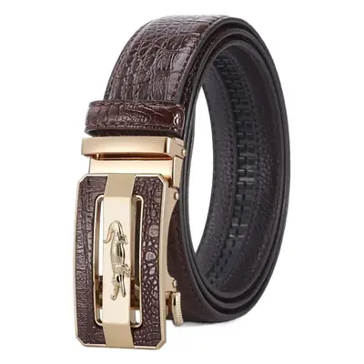 New Men's Crocodile Belt with Gold Buckle