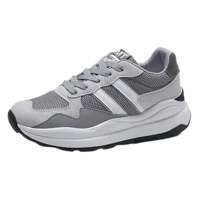 Women Grey White Thick Sole Casual Sneakers