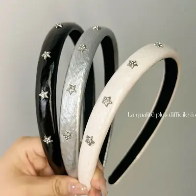 South Korea Star Headband Black Silver White